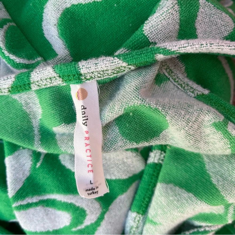 Daily Practice by Anthropologie Terry Cloth Dress Green White Size Large - Picture 6 of 7